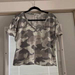 Patterned cropped T-shirt